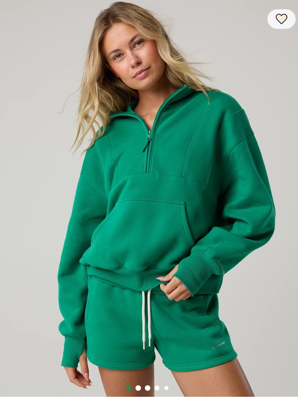 OFFLINE By Aerie Cloud Fleece Seamed Quarter Zip Sweatshirt 1/4 Green Size XS